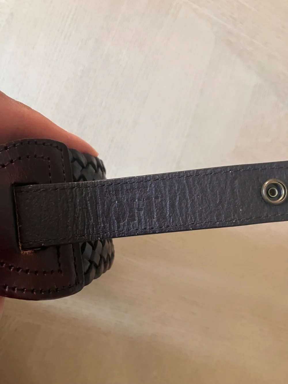 Loft Dark Brown Braided Genuine Leather Wide Stretch Women’s Belt - Size XS/S